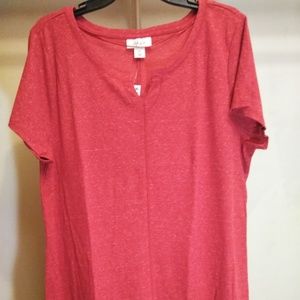Style & CO Women's Split Neck Short Sleeve Top